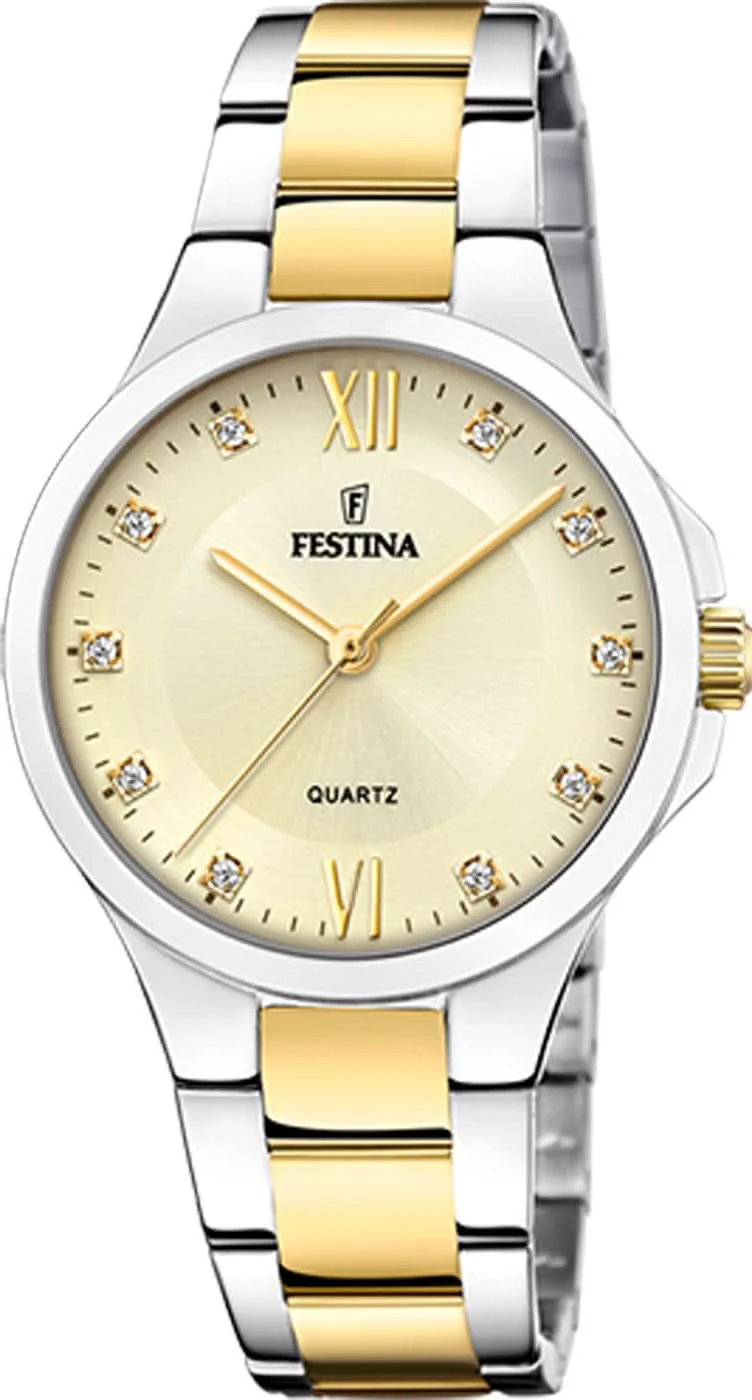 Festina Mademoiselle F20618/1 Damenuhr • Elegantes Bicolor-Design • Funkelnde Kristalle