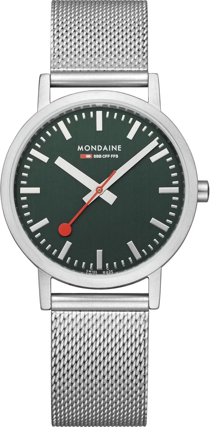 Mondaine Classic A660.30314.60.SBJ Unisex-Uhr • Schweizer Bahnhofsuhren-Design • Forest Green Dial