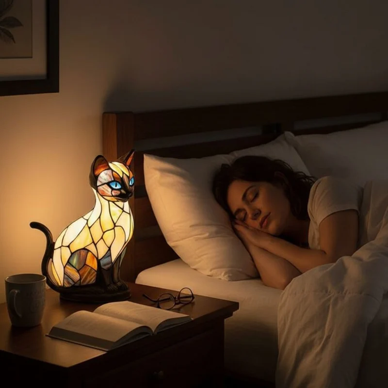 Handgemaakte Kattenverlichting Warm Licht Decoratieve Tafellamp Sfeerverlichting Dierendesign Nachtkastje Slaapkamer Woonkamer Geschenk Kattenliefhebber | Sansoti