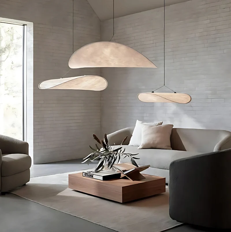 Hangende Sfeerverlichting Zijden Lampenkap Ivoor Scandinavisch-Japans Design Harmonieuze Sfeer voor Woonkamer Slaapkamer 40cm 60cm 80cm | Sansoti