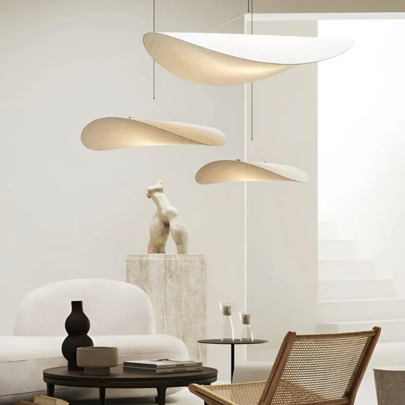 Hangende Sfeerverlichting Zijden Lampenkap Ivoor Scandinavisch-Japans Design Harmonieuze Sfeer voor Woonkamer Slaapkamer 40cm 60cm 80cm | Sansoti