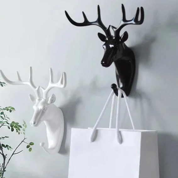 Decoratieve Dierenkop Wandhaak in Goud Wit Zwart voor Sleutels Tassen Handdoeken | Giraffehaak Olifanthaak Neushoornhaak Hert Ram Paard | Gietijzer Wanddecoratie Hal Badkamer Slaapkamer | Sansoti