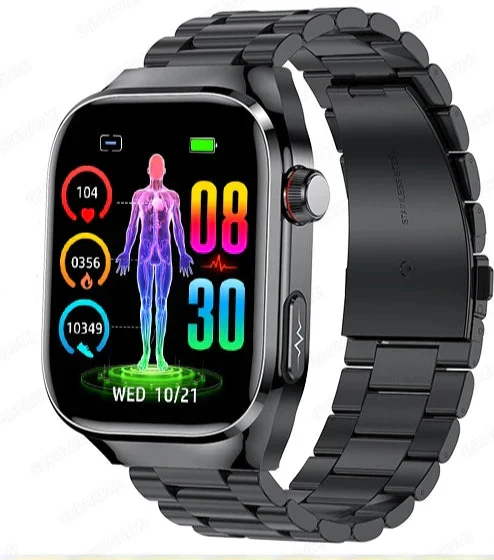 Multifunctioneel Smarthorloge met Hartslagmeter ECG Bloedglucose Tracker Bluetooth Bellen Gezondheidsmonitor AMOLED Display Draadloos Opladen | Sansoti