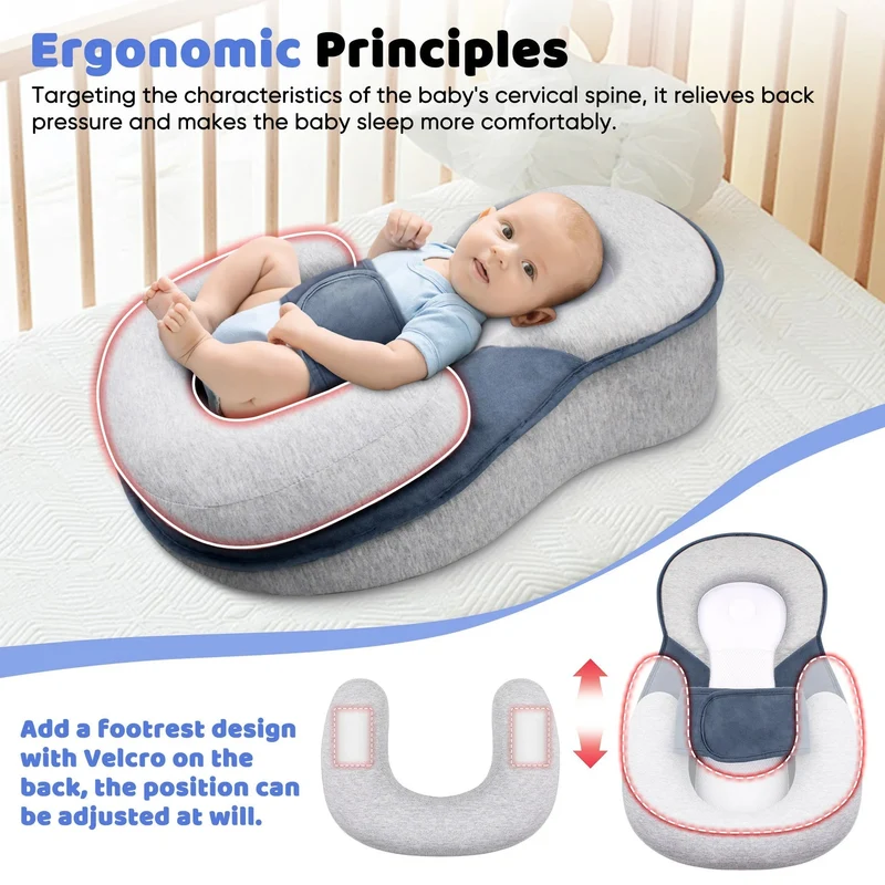 Verhoogde Babyligstoel met Anti-Reflux voor Pasgeborenen 15° Incline | Sansoti