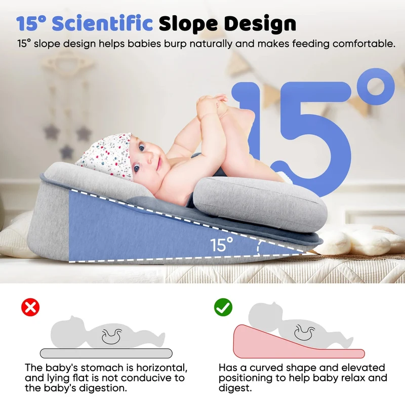 Verhoogde Babyligstoel met Anti-Reflux voor Pasgeborenen 15° Incline | Sansoti
