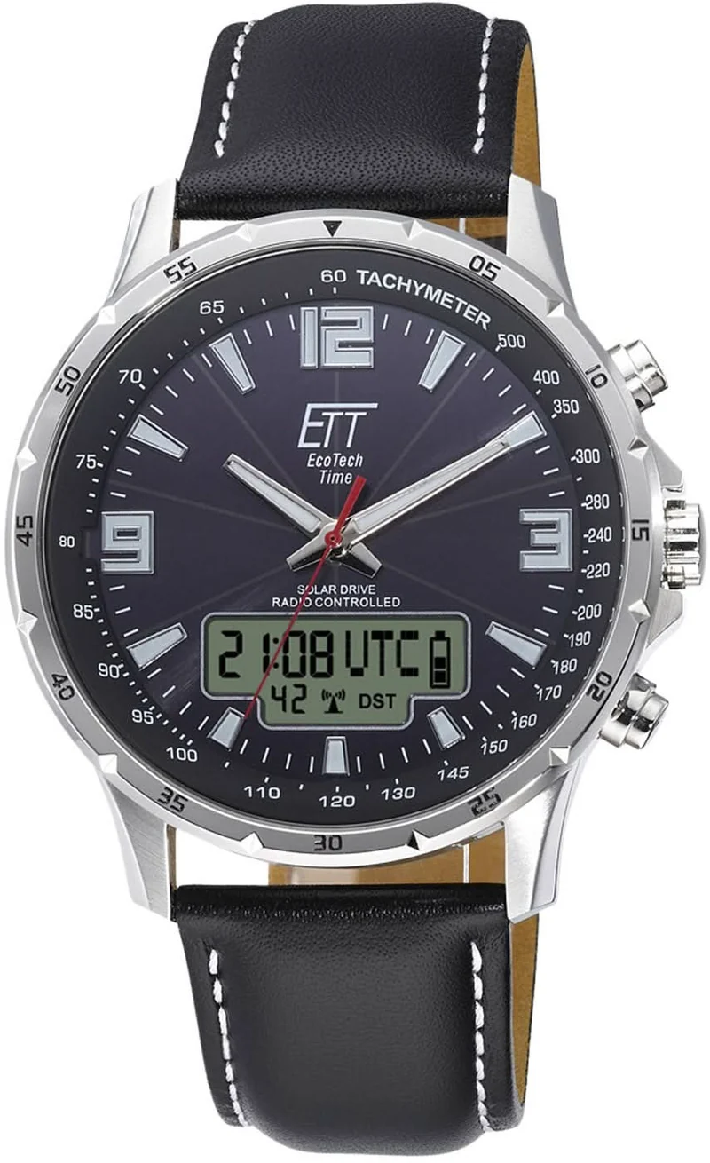Eco Tech Time EGS-11550-21L Herrenuhr • Funk Solar • Stahl