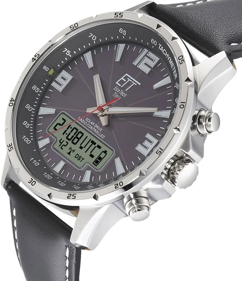 Eco Tech Time EGS-11550-21L Herrenuhr • Funk Solar • Stahl