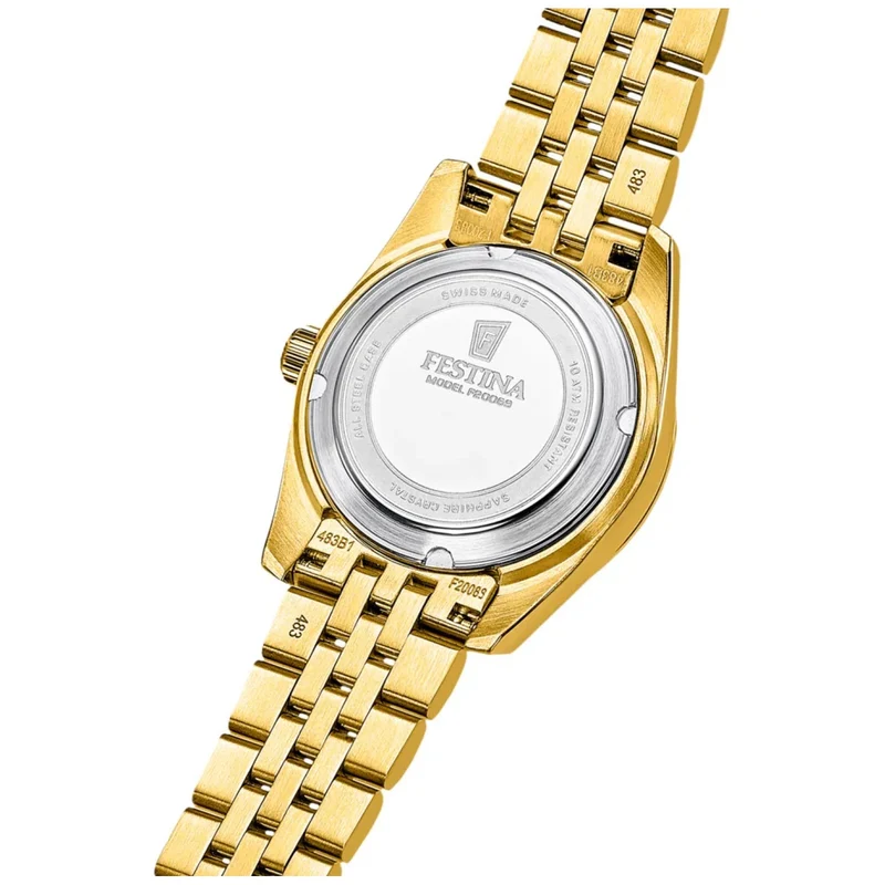 Festina Classic Swiss Made F20089/1 Damenuhr • Saphirglas • Edelstahlarmband Gold