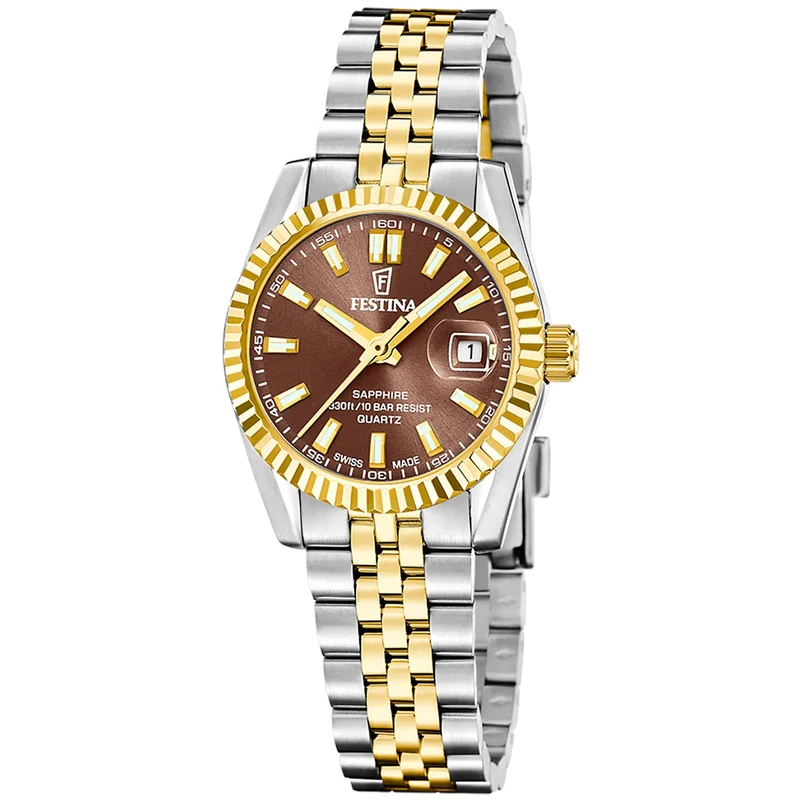 Festina Swiss Made Classic Steel F20088/3 Damenuhr Bicolor • Saphirglas • 10 bar wasserdicht