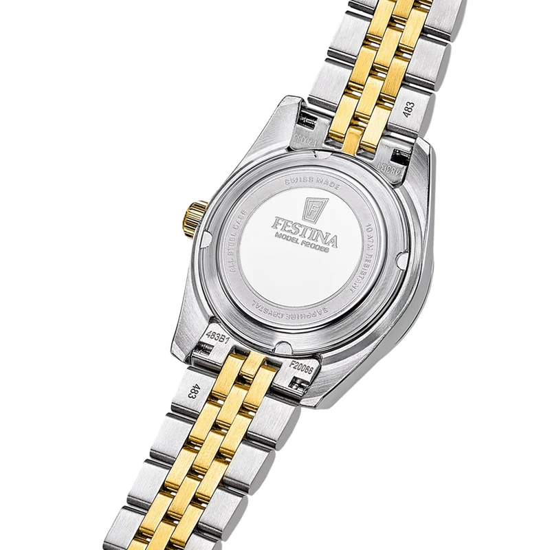 Festina Swiss Made Classic Steel F20088/3 Damenuhr Bicolor • Saphirglas • 10 bar wasserdicht