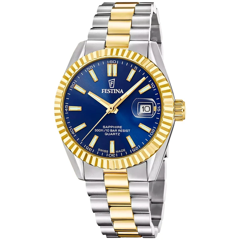 Festina F20085/B Herrenuhr Bicolor/Blau • Saphirglas • Schweizer Quarzwerk