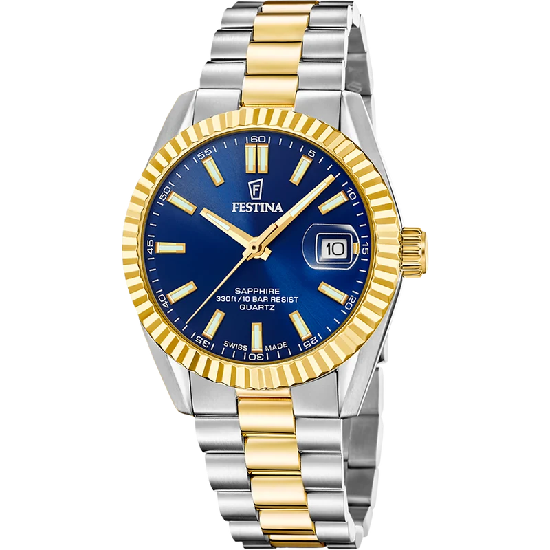 Festina F20085/B Herrenuhr Bicolor/Blau • Saphirglas • Schweizer Quarzwerk