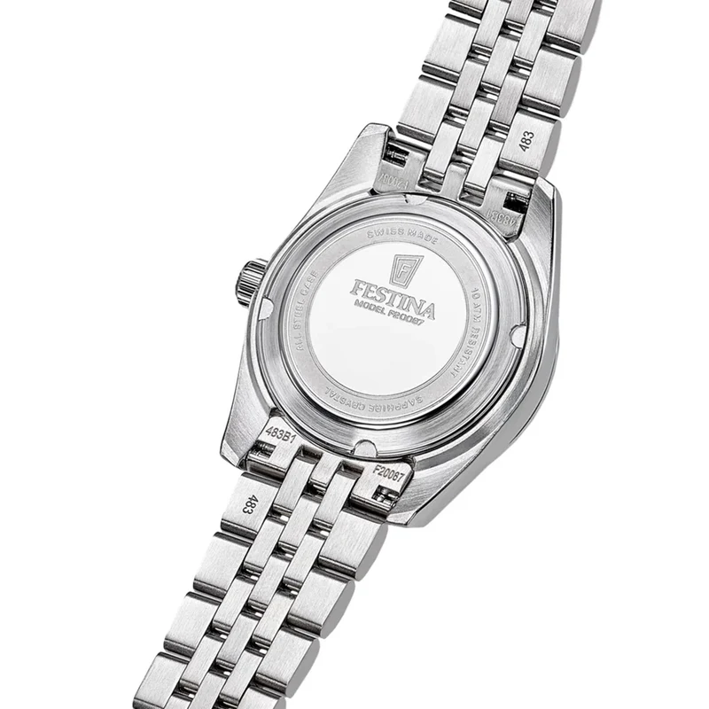 Festina Swiss Made Classic Steel F20087/1 Damen • Saphirglas • Edelstahlarmband