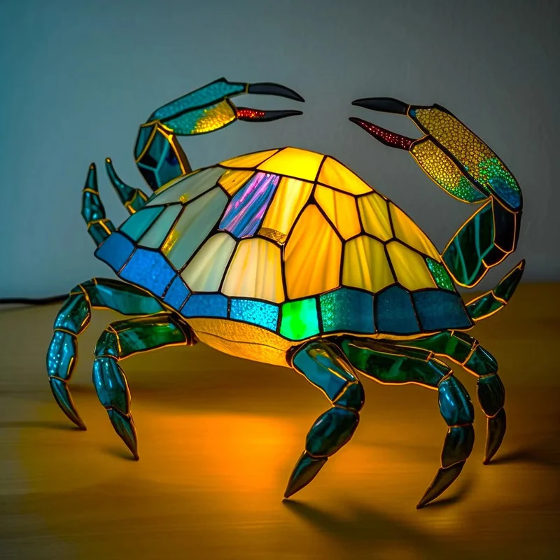 Decoratieve Tafellamp Glas Tiermotief LED-verlichting 20x15x12cm Handgemaakt Buntglas Sfeerlamp Woonkamer | Sansoti