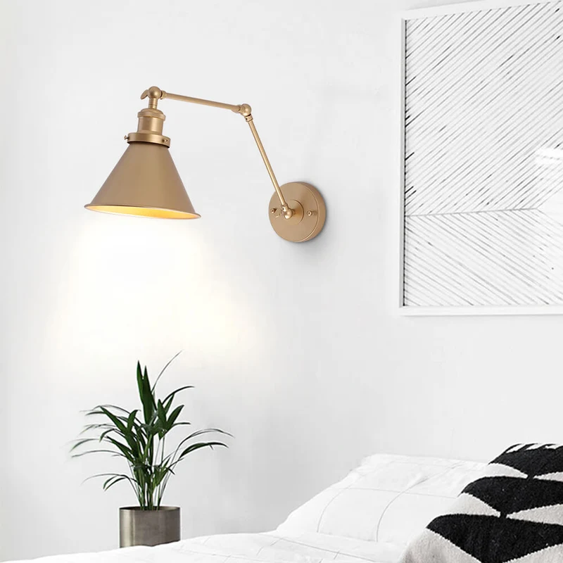 Verstelbare Wandlamp Metaal met Zwenkarm E27 Fitting Leeslamp Slaapkamer Woonkamer Industrieel Design | Sansoti