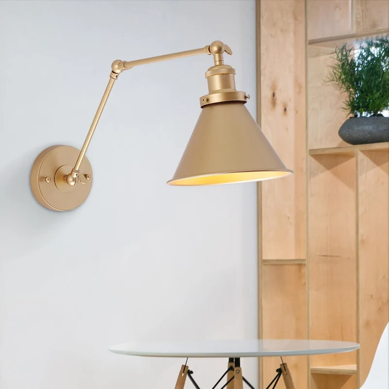 Verstelbare Wandlamp Metaal met Zwenkarm E27 Fitting Leeslamp Slaapkamer Woonkamer Industrieel Design | Sansoti