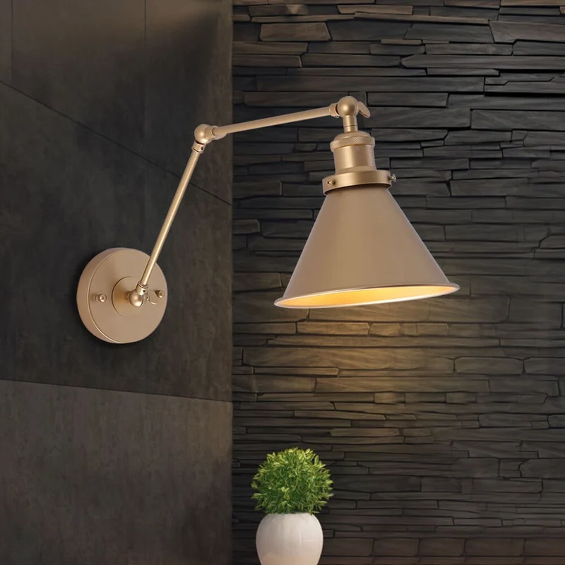 Verstelbare Wandlamp Metaal met Zwenkarm E27 Fitting Leeslamp Slaapkamer Woonkamer Industrieel Design | Sansoti