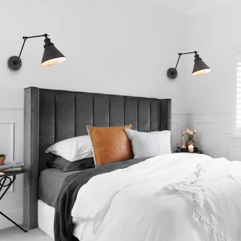 Verstelbare Wandlamp Metaal met Zwenkarm E27 Fitting Leeslamp Slaapkamer Woonkamer Industrieel Design | Sansoti