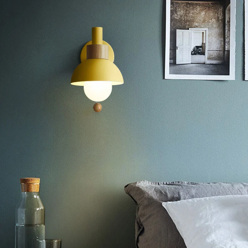 Wandlamp met Trekkoord en Bolvormige Kap voor Slaapkamer Leeshoek Woonkamer Sfeerlicht Scandinavisch | Sansoti