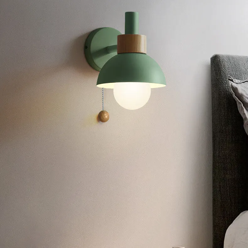 Wandlamp met Trekkoord en Bolvormige Kap voor Slaapkamer Leeshoek Woonkamer Sfeerlicht Scandinavisch | Sansoti