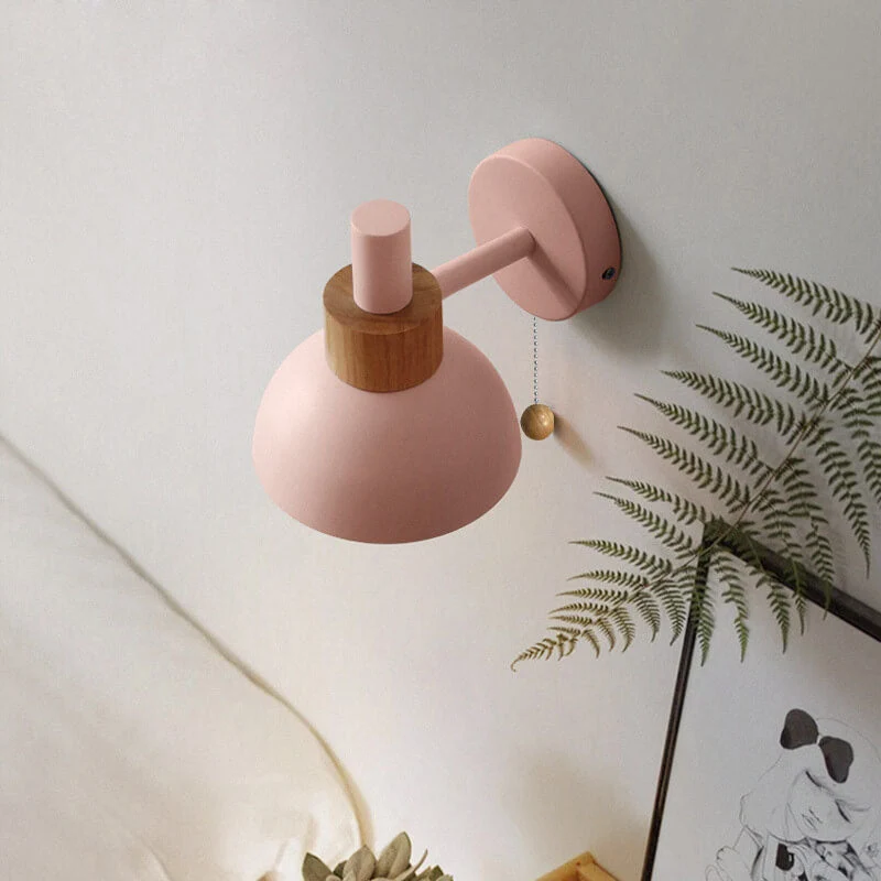 Wandlamp met Trekkoord en Bolvormige Kap voor Slaapkamer Leeshoek Woonkamer Sfeerlicht Scandinavisch | Sansoti