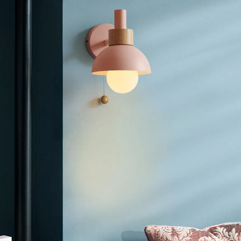 Wandlamp met Trekkoord en Bolvormige Kap voor Slaapkamer Leeshoek Woonkamer Sfeerlicht Scandinavisch | Sansoti