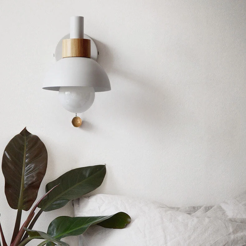 Wandlamp met Trekkoord en Bolvormige Kap voor Slaapkamer Leeshoek Woonkamer Sfeerlicht Scandinavisch | Sansoti