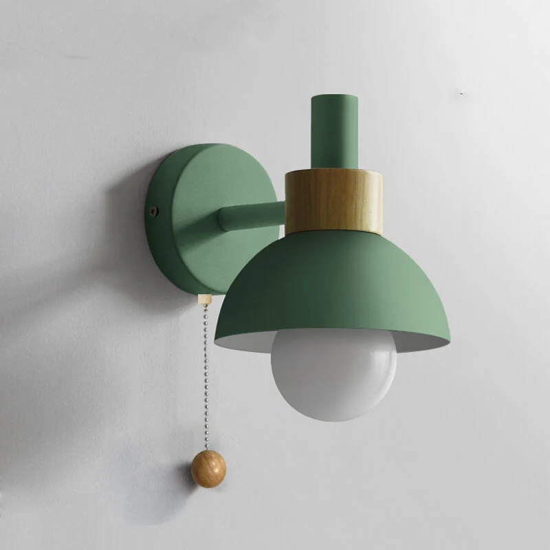 Wandlamp met Trekkoord en Bolvormige Kap voor Slaapkamer Leeshoek Woonkamer Sfeerlicht Scandinavisch | Sansoti