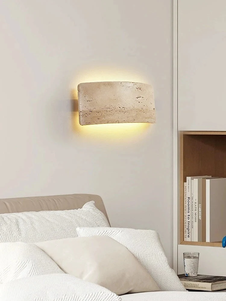 Travertin Wandlamp Dimbaar met Bidirectioneel Licht voor Gang Badkamer Terras Moderne Sfeerlamp Wandverlichting | Sansoti