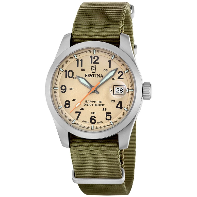 Festina Swiss Made Field F20082/1 Herrenuhr • Saphirglas mit Super-LumiNova • 10 ATM wasserdicht