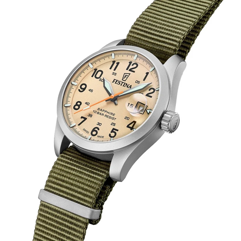 Festina Swiss Made Field F20082/1 Herrenuhr • Saphirglas mit Super-LumiNova • 10 ATM wasserdicht
