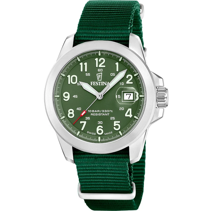 Festina Swiss Made Field F20081/3 Herrenuhr • Saphirglas mit Entspiegelung • 3 Wechselarmbänder