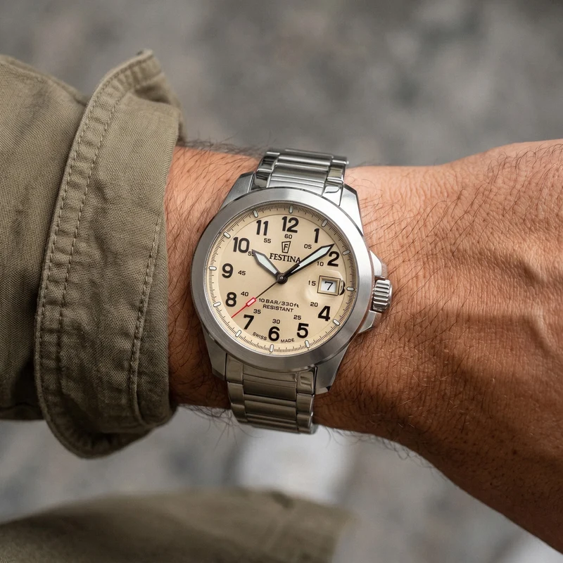 Festina Swiss Made Field F20081/1 Herrenuhr • Saphirglas • 3 Wechselarmbänder