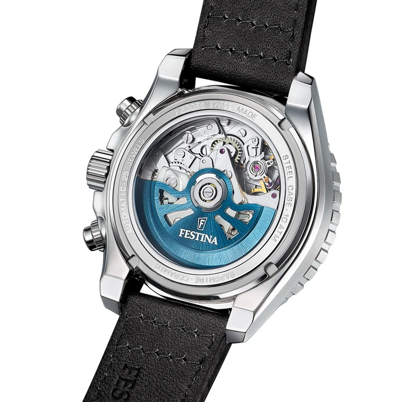 Festina Swiss Made F20056/2 Herrenuhr Grün • Automatikwerk Valjoux 7750 • Saphirglas