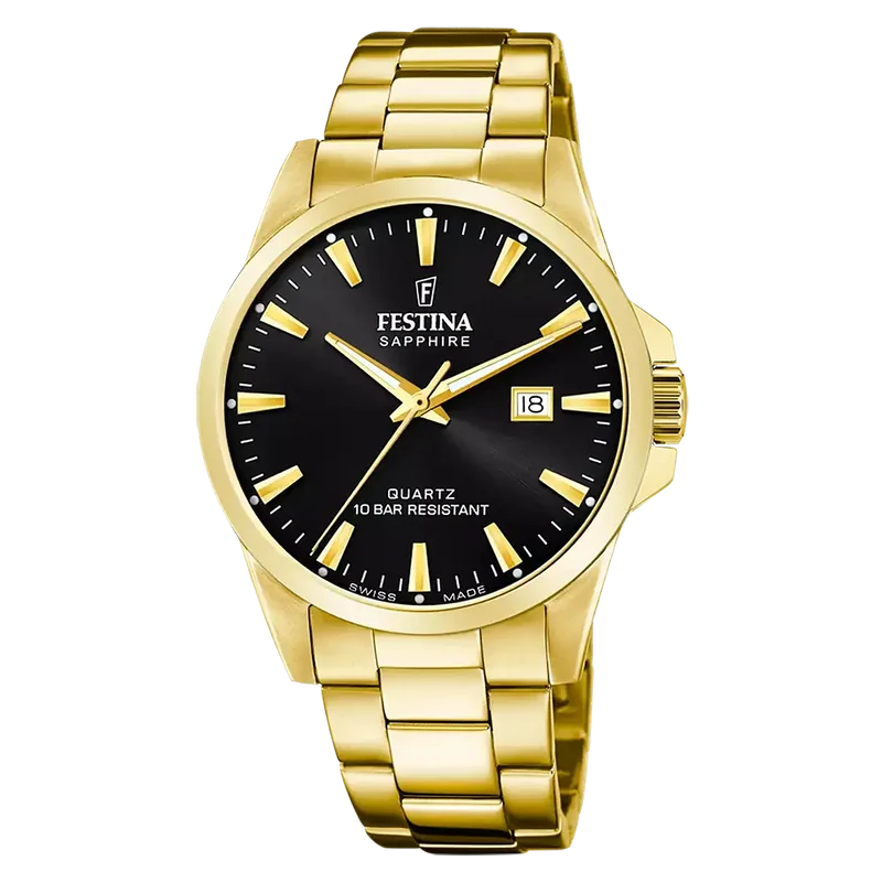 Festina Swiss Made F20044/6 Herren Armbanduhr Schwarz • Saphirglas • Swiss Made Quarzwerk