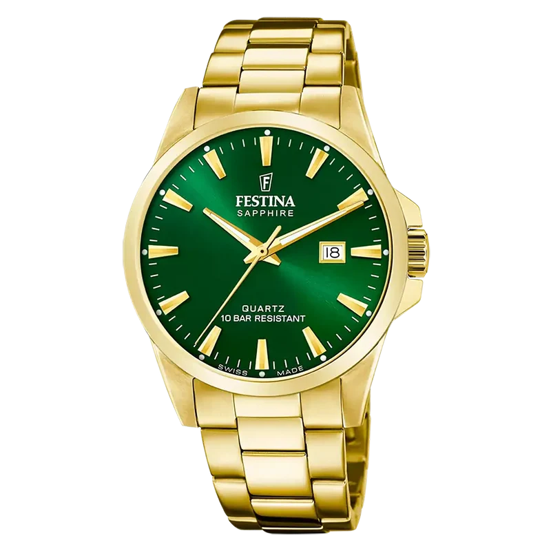Festina Swiss Made F20044/5 Herren Armbanduhr Grün • Saphirglas • Swiss Made Quarzwerk