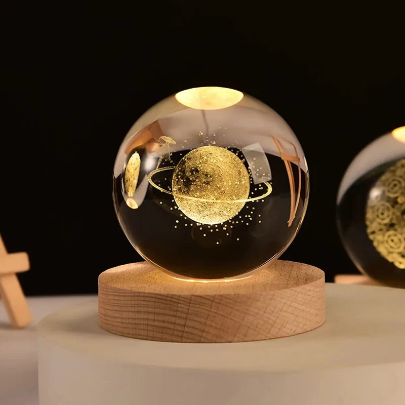 Kristallen Bol Zonnestelsel 8cm Decoratief Bureau Ornament Ruimte Planeten Display Glazen Interieur Accessoire | Sansoti