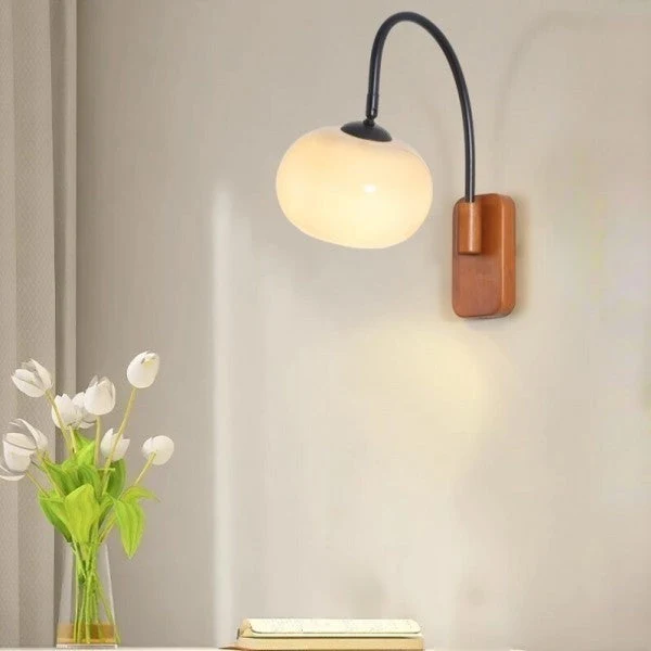 Draaibare Glazen Wandlamp met Verstelbare Bolspot E27 LED Verlichting voor Sfeervol Leeshoekje en Interieur | Sansoti
