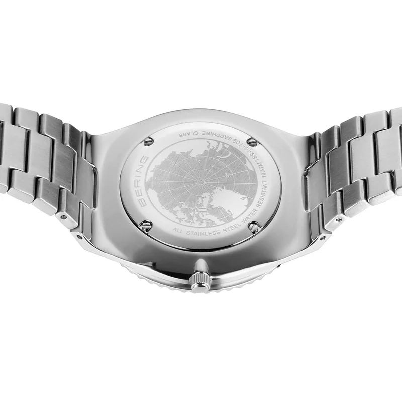 Bering Classic 18940-708 Herrenuhr • Kratzfestes Saphirglas • Grünes Sunray-Zifferblatt