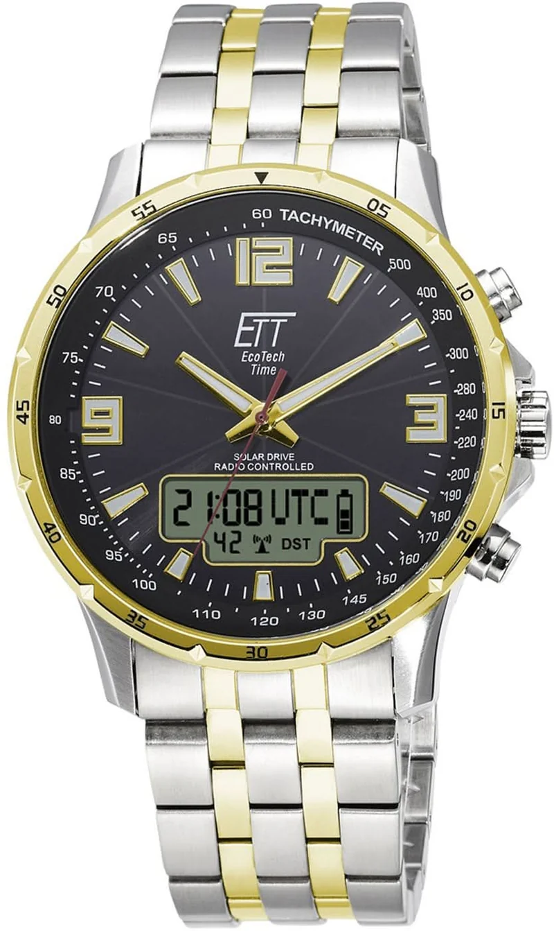 Eco Tech Time Solar Drive Funk Professional EGS-11553-21M Herrenuhr • Solar-Funk • World Timer