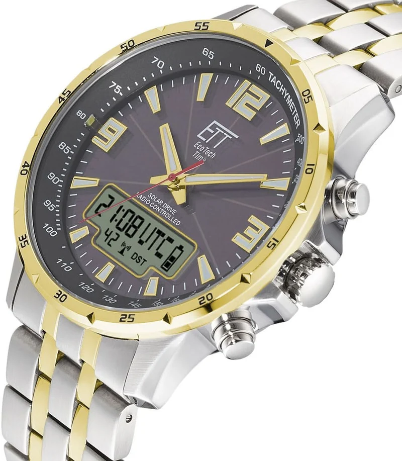 Eco Tech Time Solar Drive Funk Professional EGS-11553-21M Herrenuhr • Solar-Funk • World Timer