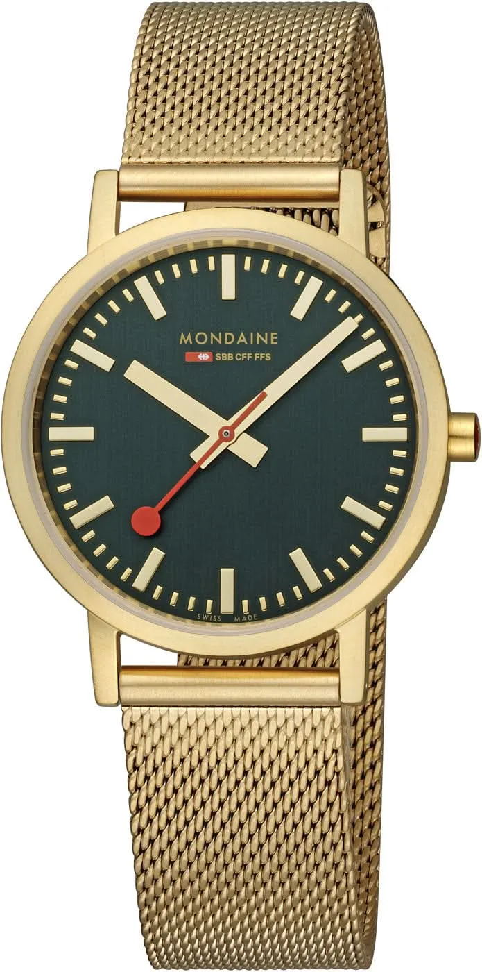Mondaine Classic A660.30314.60.SBM Unisex-Uhr • Grünes Zifferblatt • Schweizer Design