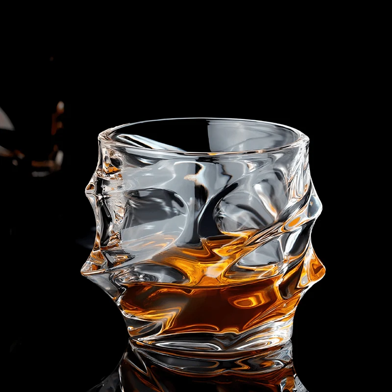 Kristallen Whiskyglas met Tornadovorm 300ml voor Premium Drankbeleving | Handgemaakt Japans-Geïnspireerd Spiraaldesign | Sansoti