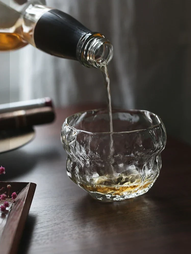 Japans Whiskeyglas met Traditioneel Mochi-Ontwerp 240ml Hittebestendig Glas Handgemaakt Dessert Cadeau Luxe Whiskyglazen Set Houten Verpakking | Sansoti
