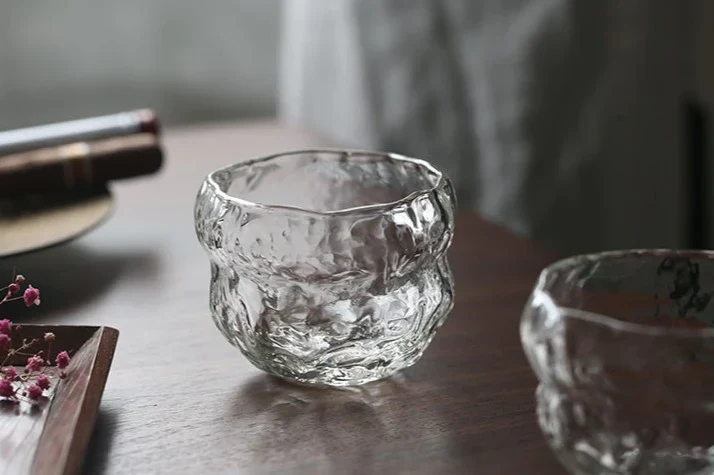 Japans Whiskeyglas met Traditioneel Mochi-Ontwerp 240ml Hittebestendig Glas Handgemaakt Dessert Cadeau Luxe Whiskyglazen Set Houten Verpakking | Sansoti