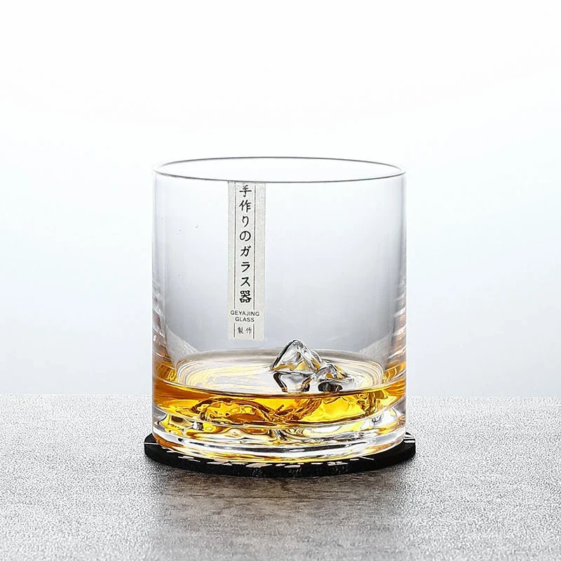 Japans Whiskeyglas met IJsberg Reliëf 300ml Hittebestendig Glas Handgemaakt Tumbler voor Whisky en Cocktails Premium Drinkglas in Houten Geschenkdoos Scandinavische Barware | Sansoti