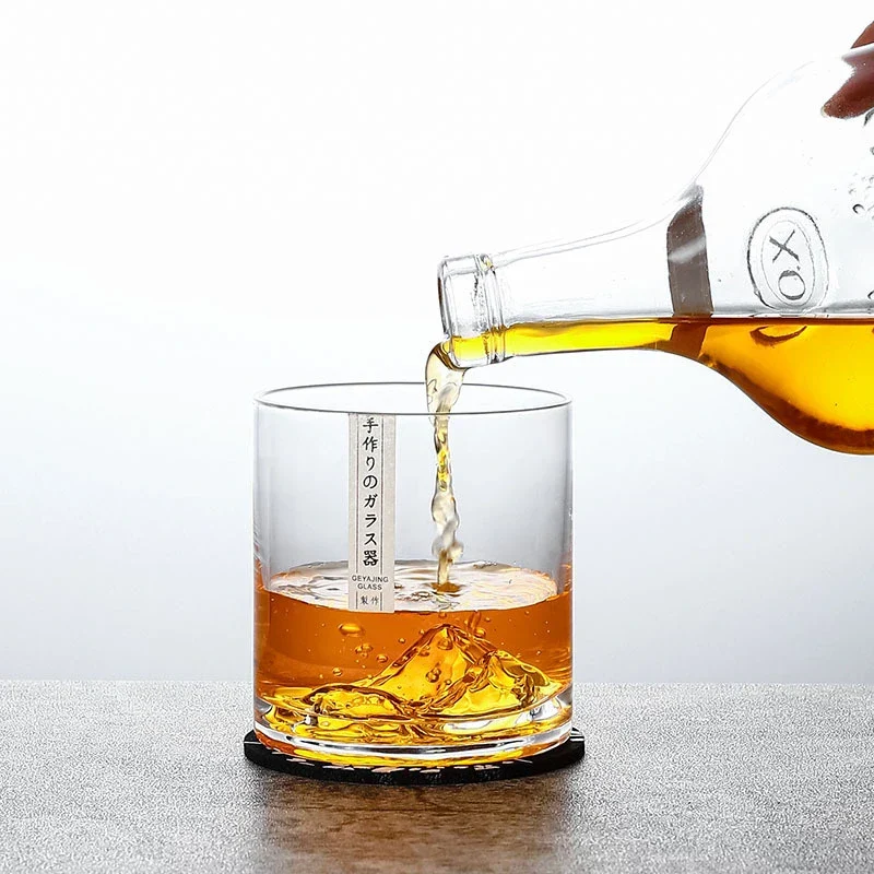 Japans Whiskeyglas met IJsberg Reliëf 300ml Hittebestendig Glas Handgemaakt Tumbler voor Whisky en Cocktails Premium Drinkglas in Houten Geschenkdoos Scandinavische Barware | Sansoti