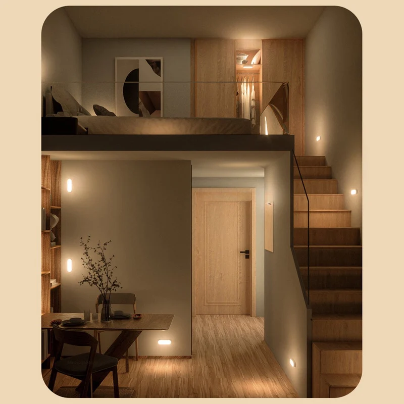 Oplaadbare LED Wandlamp met Bewegingssensor Draadloos voor Kast Trap Gang Nachtverlichting Sfeerlicht | Sansoti