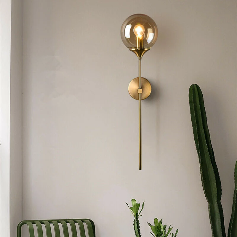 Glazen Wandlamp Bol Montage Modern Design Metalen Fitting Woonkamer Slaapkamer Eetkamer Sfeerlicht Interieur | Sansoti