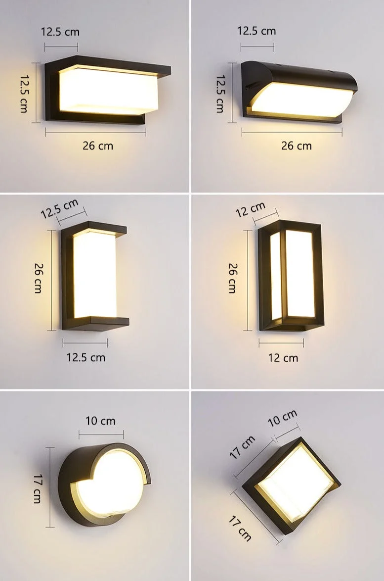 Bewegingssensor Wandlamp Aluminium Zwart voor Veranda Tuin Terras Buitenverlichting met 3-6m Detectiebereik | Sansoti